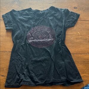 Elegant Black Embroidered Women's Tee